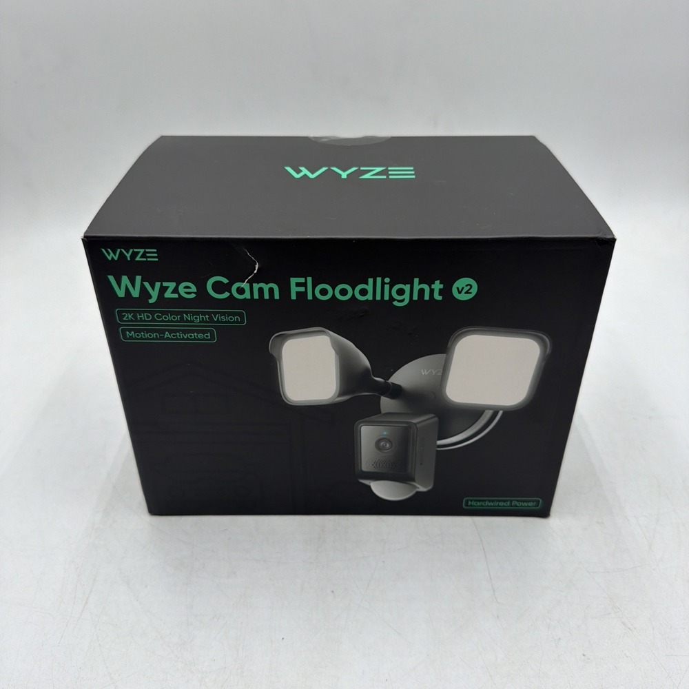 WYZE Wired Outdoor Wi-Fi Floodlight v2 Home Security Camera 2K Video BLACK
